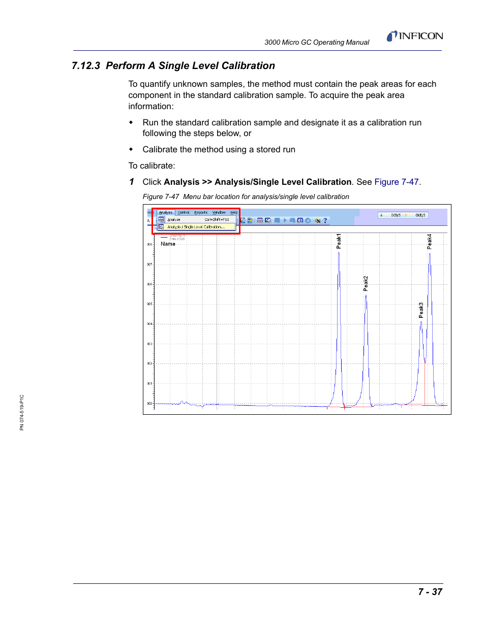 3 perform a single level calibration, Calibration. see | INFICON 3000 Micro GC Gas Analyzer Operating Manual User Manual | Page 165 / 268