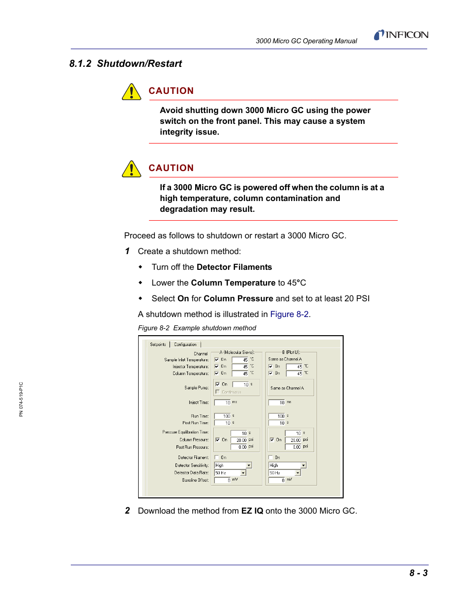 2 shutdown/restart | INFICON 3000 Micro GC Gas Analyzer Operating Manual User Manual | Page 185 / 268