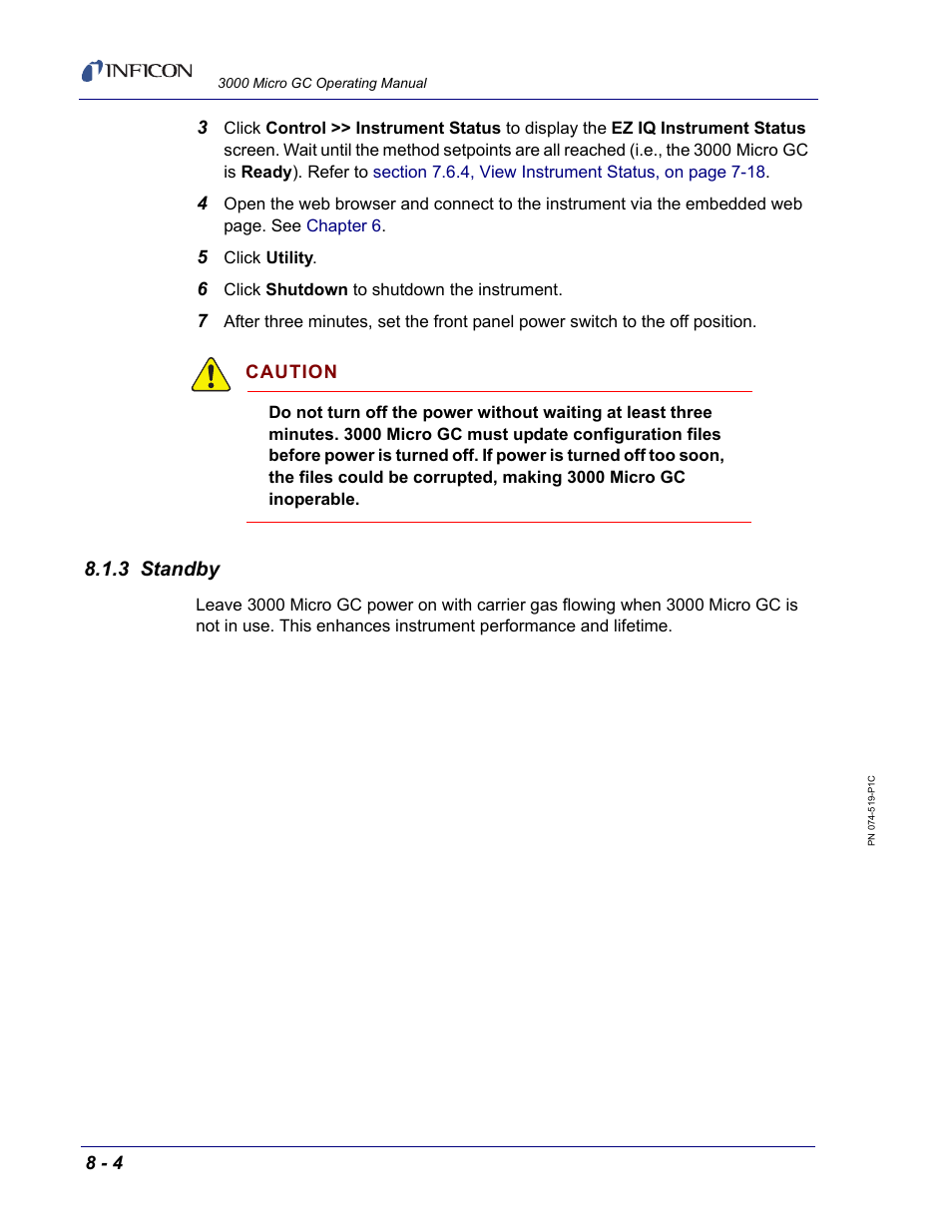 3 standby | INFICON 3000 Micro GC Gas Analyzer Operating Manual User Manual | Page 186 / 268