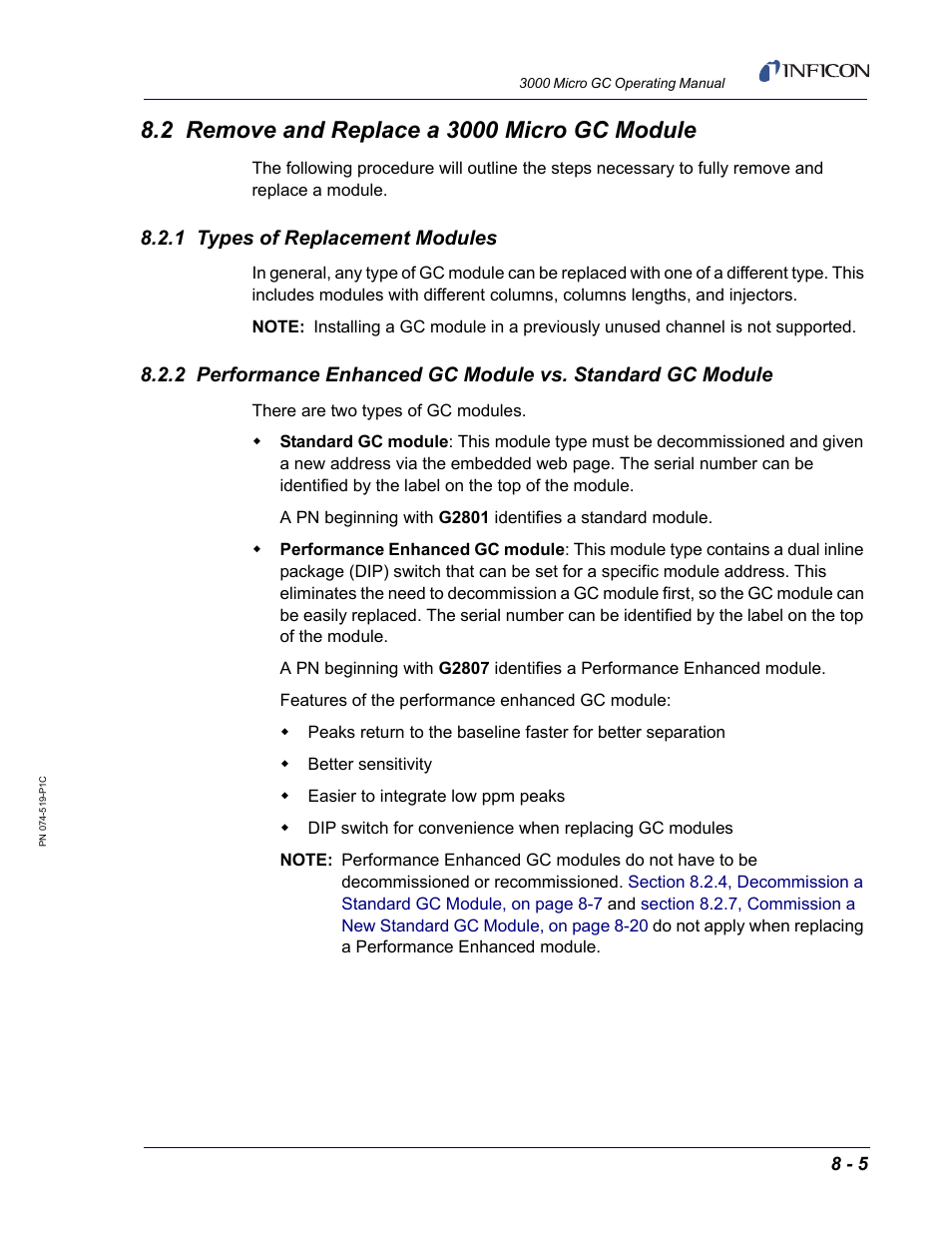 2 remove and replace a 3000 micro gc module, 1 types of replacement modules | INFICON 3000 Micro GC Gas Analyzer Operating Manual User Manual | Page 187 / 268