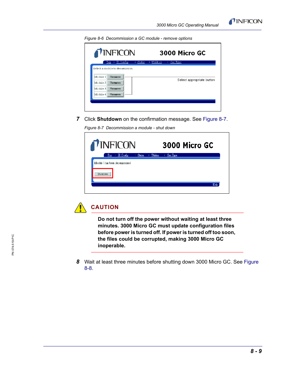 Module. see, Figure 8-6, Caution | INFICON 3000 Micro GC Gas Analyzer Operating Manual User Manual | Page 191 / 268