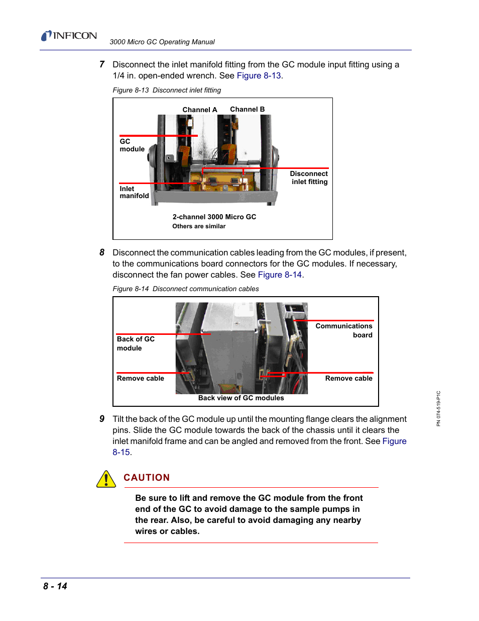 Caution | INFICON 3000 Micro GC Gas Analyzer Operating Manual User Manual | Page 196 / 268