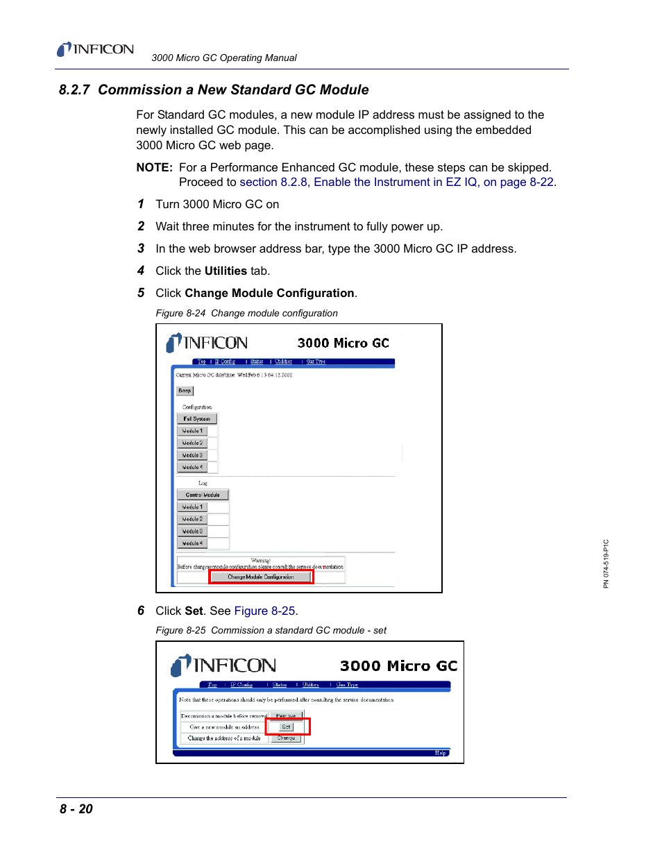 7 commission a new standard gc module, Section 8.2.7, commission a, Do n | INFICON 3000 Micro GC Gas Analyzer Operating Manual User Manual | Page 202 / 268