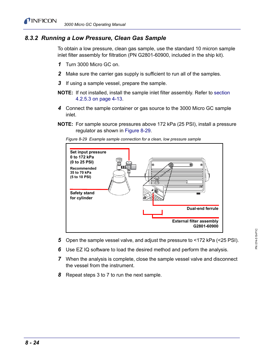 2 running a low pressure, clean gas sample | INFICON 3000 Micro GC Gas Analyzer Operating Manual User Manual | Page 206 / 268