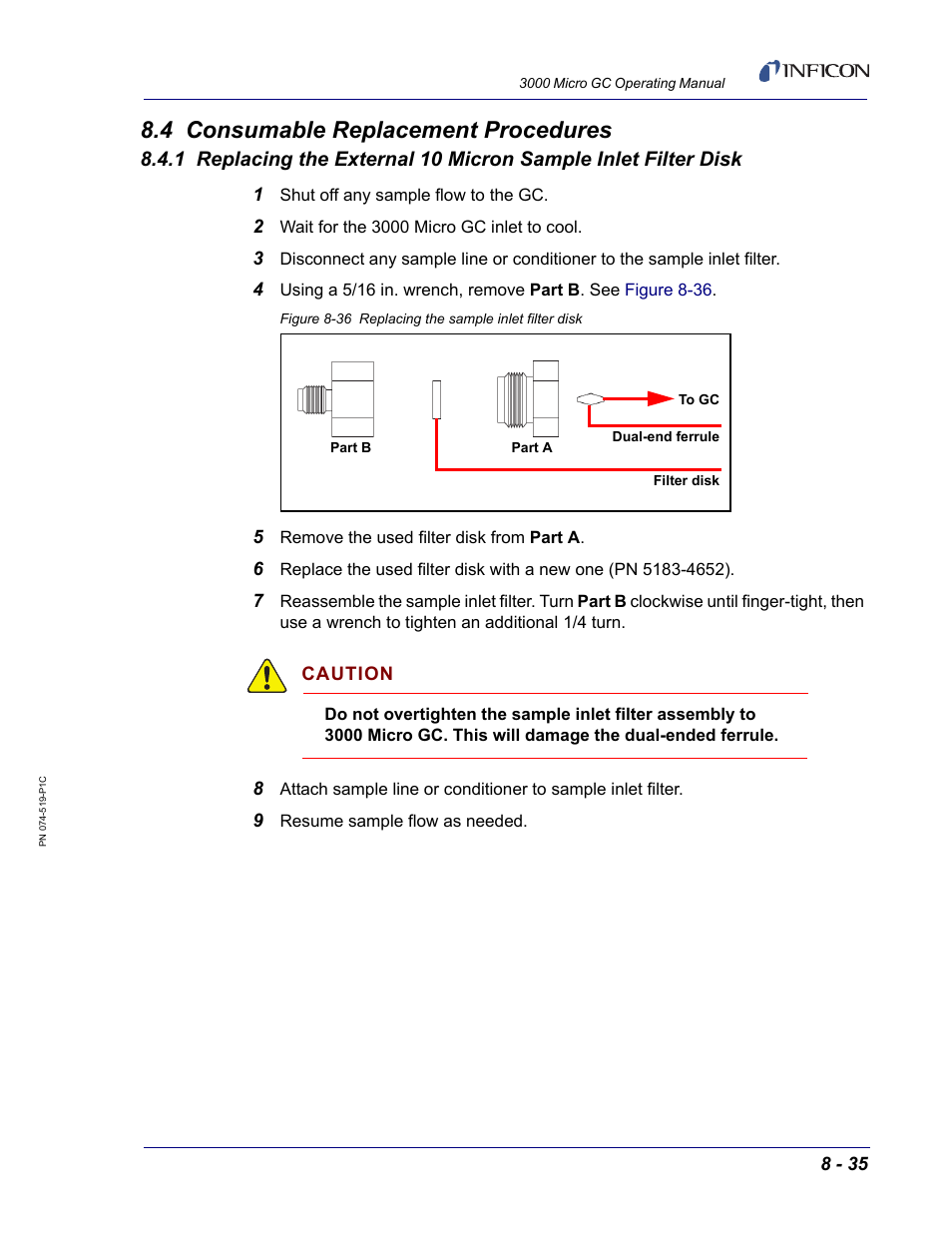 4 consumable replacement procedures | INFICON 3000 Micro GC Gas Analyzer Operating Manual User Manual | Page 217 / 268