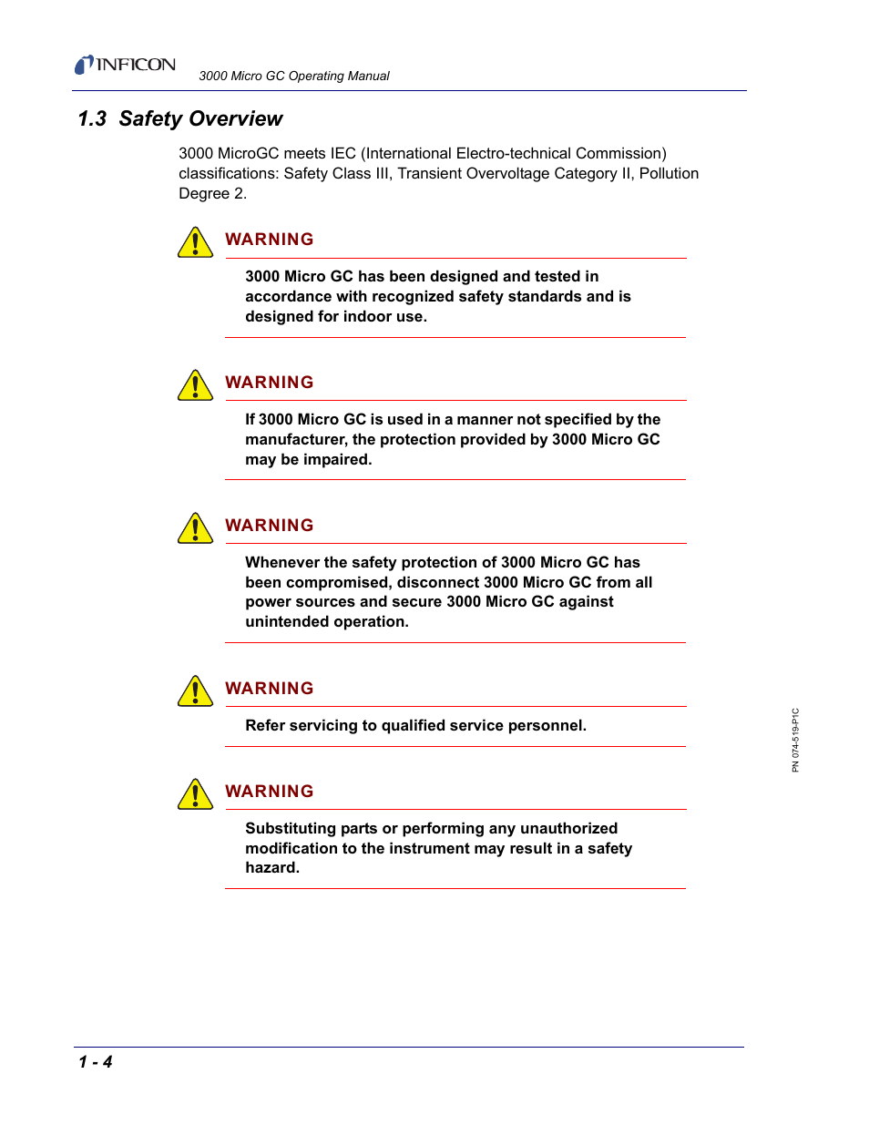 3 safety overview | INFICON 3000 Micro GC Gas Analyzer Operating Manual User Manual | Page 22 / 268