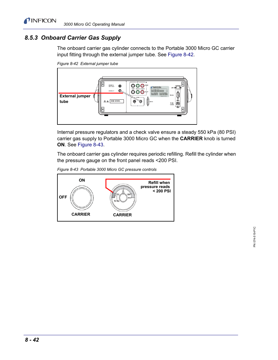 3 onboard carrier gas supply | INFICON 3000 Micro GC Gas Analyzer Operating Manual User Manual | Page 224 / 268
