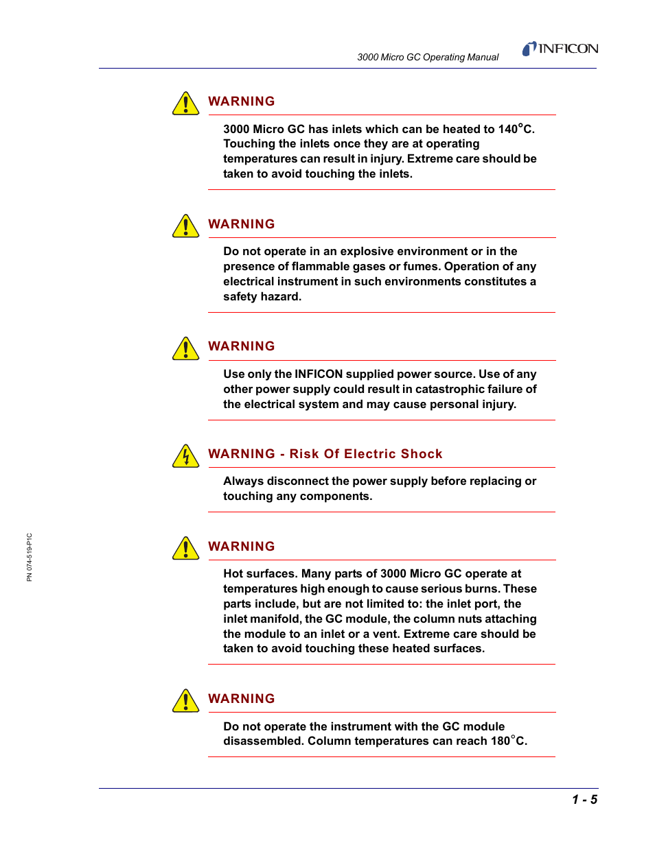 INFICON 3000 Micro GC Gas Analyzer Operating Manual User Manual | Page 23 / 268