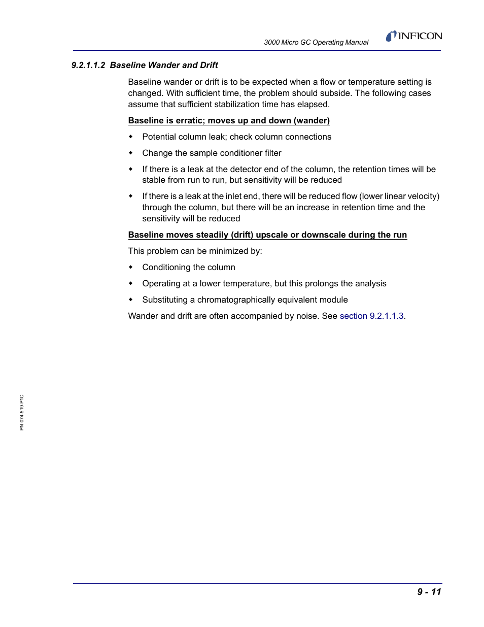 2 baseline wander and drift | INFICON 3000 Micro GC Gas Analyzer Operating Manual User Manual | Page 239 / 268