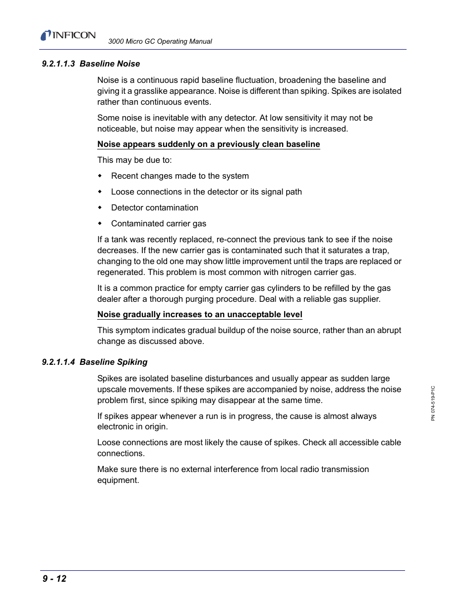 3 baseline noise, 4 baseline spiking | INFICON 3000 Micro GC Gas Analyzer Operating Manual User Manual | Page 240 / 268