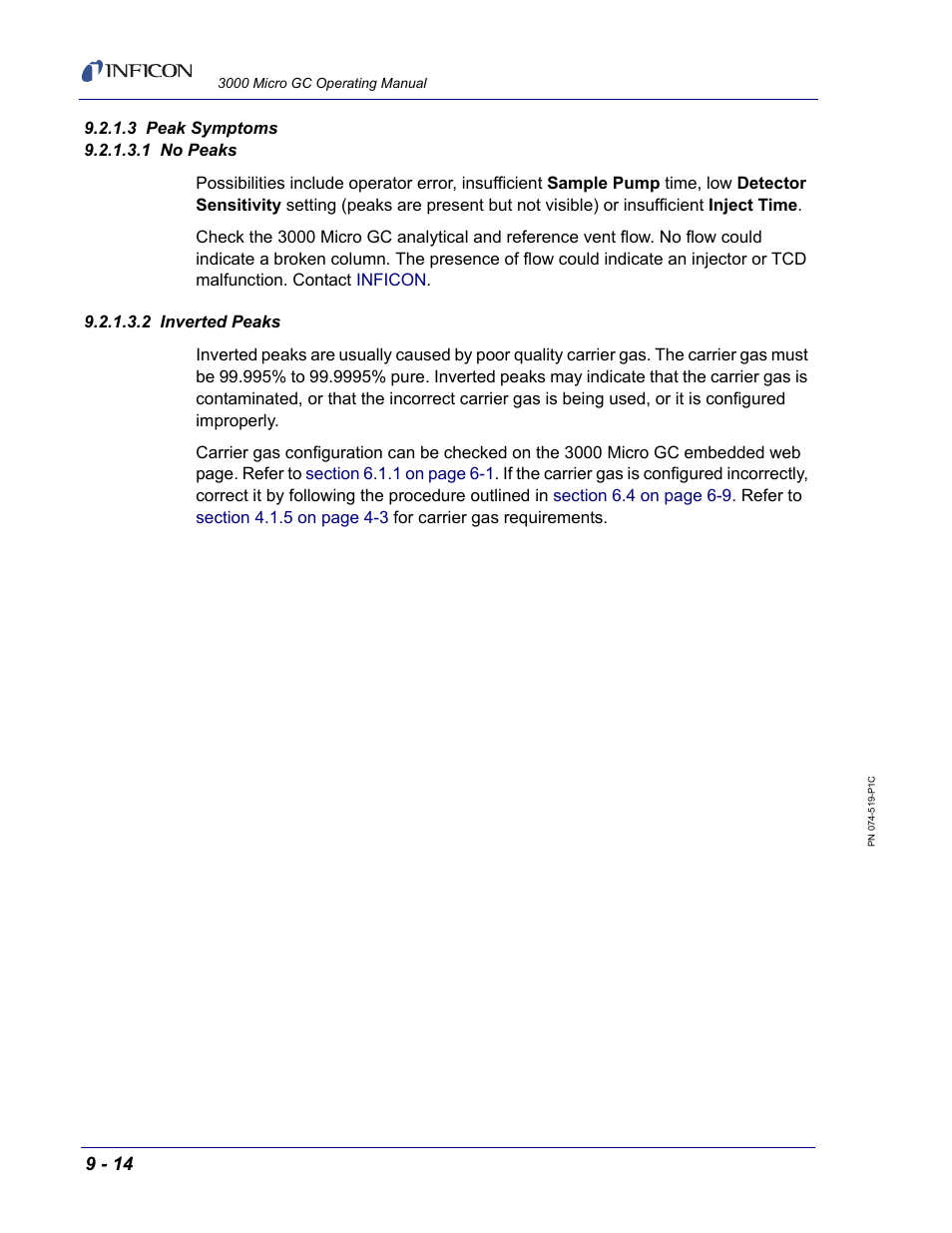 3 peak symptoms, 1 no peaks, 2 inverted peaks | INFICON 3000 Micro GC Gas Analyzer Operating Manual User Manual | Page 242 / 268