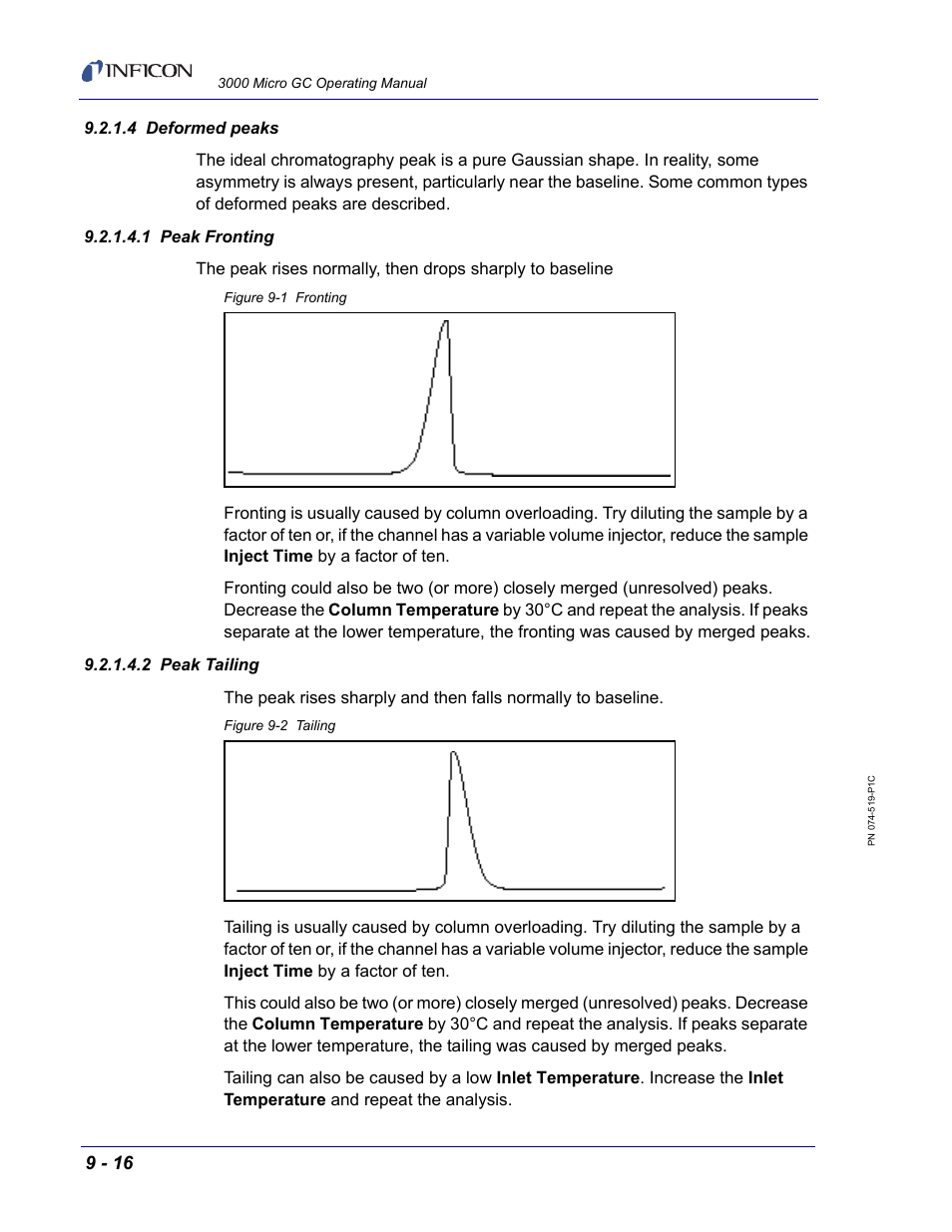 4 deformed peaks, 1 peak fronting, 2 peak tailing | INFICON 3000 Micro GC Gas Analyzer Operating Manual User Manual | Page 244 / 268