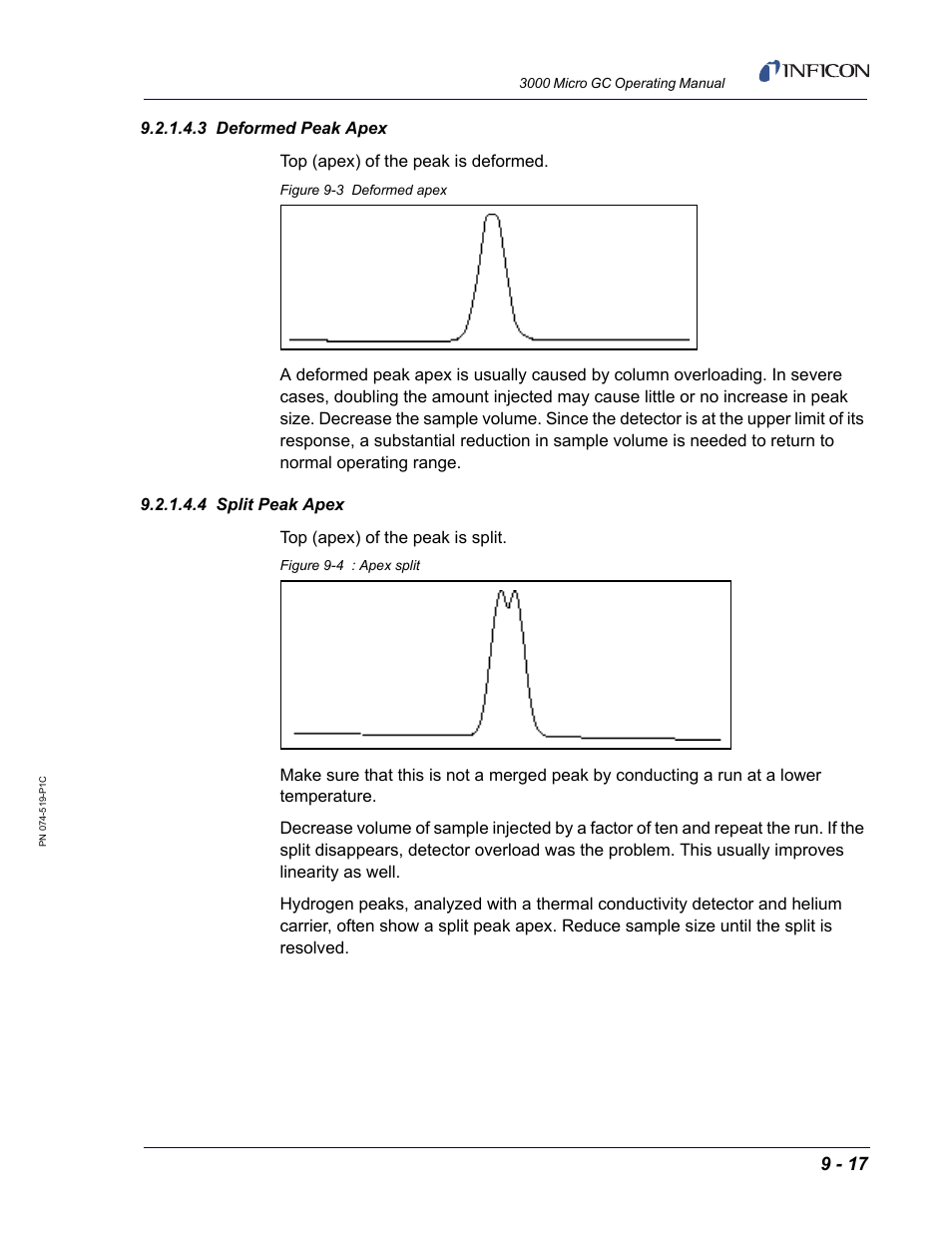 3 deformed peak apex, 4 split peak apex | INFICON 3000 Micro GC Gas Analyzer Operating Manual User Manual | Page 245 / 268