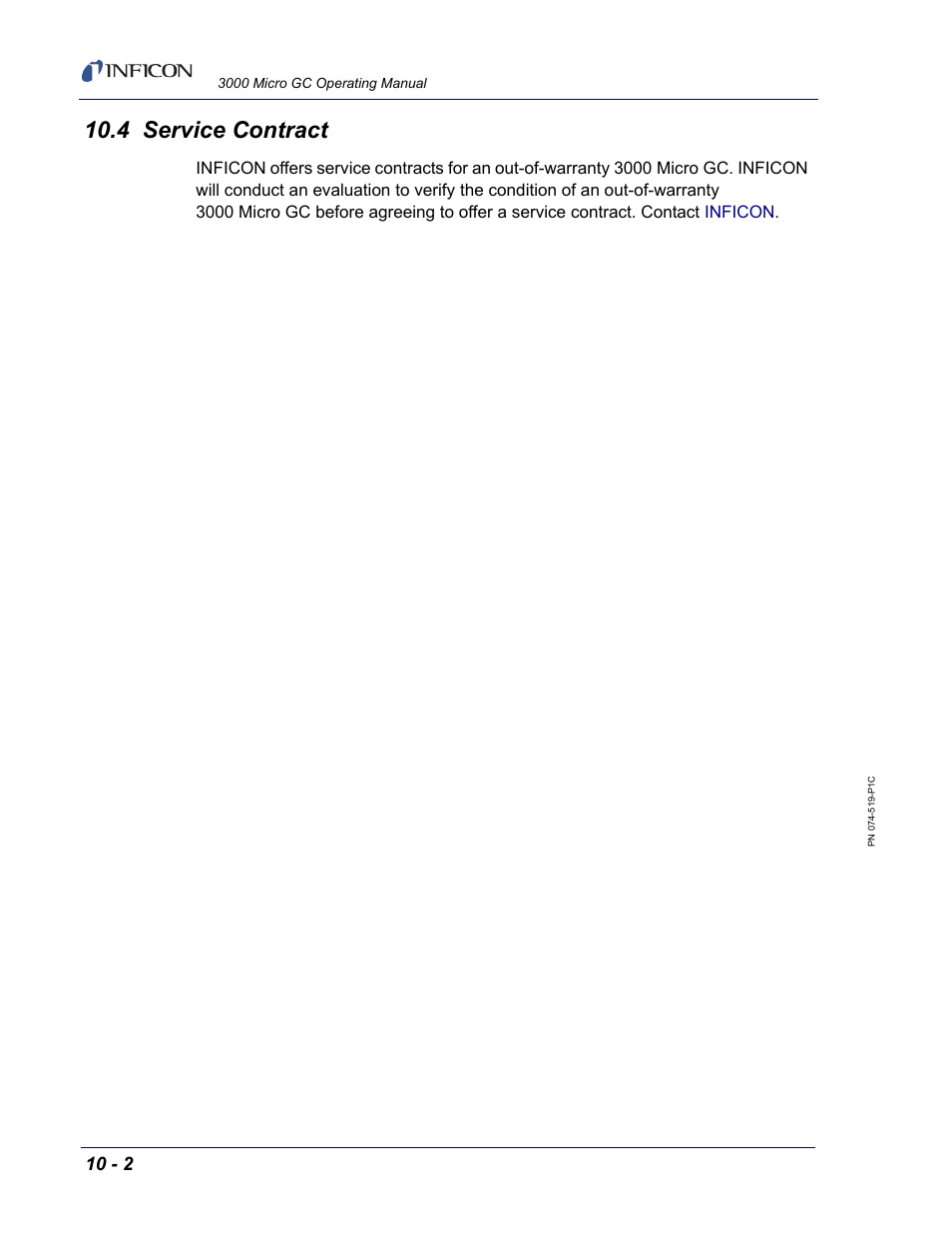 4 service contract | INFICON 3000 Micro GC Gas Analyzer Operating Manual User Manual | Page 248 / 268