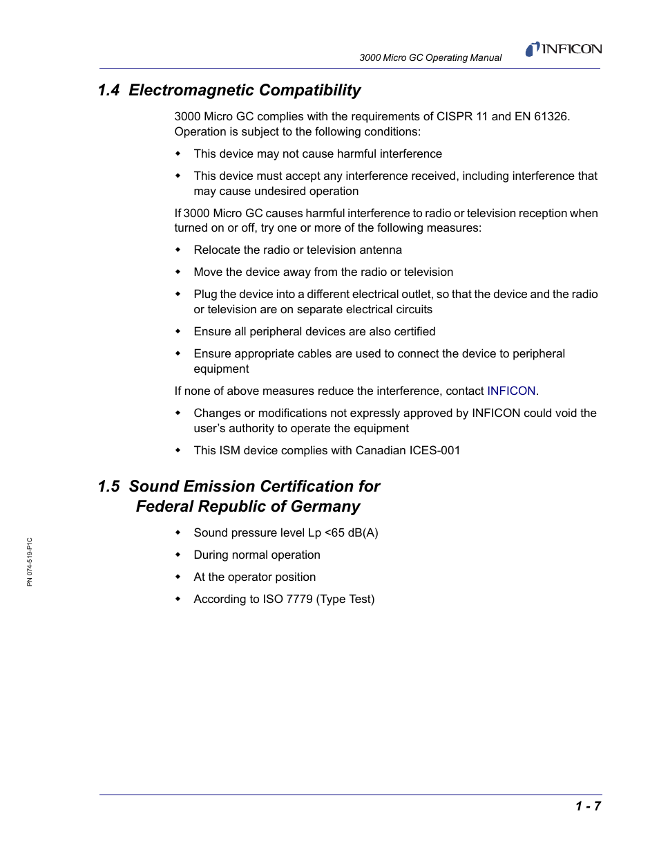 4 electromagnetic compatibility | INFICON 3000 Micro GC Gas Analyzer Operating Manual User Manual | Page 25 / 268