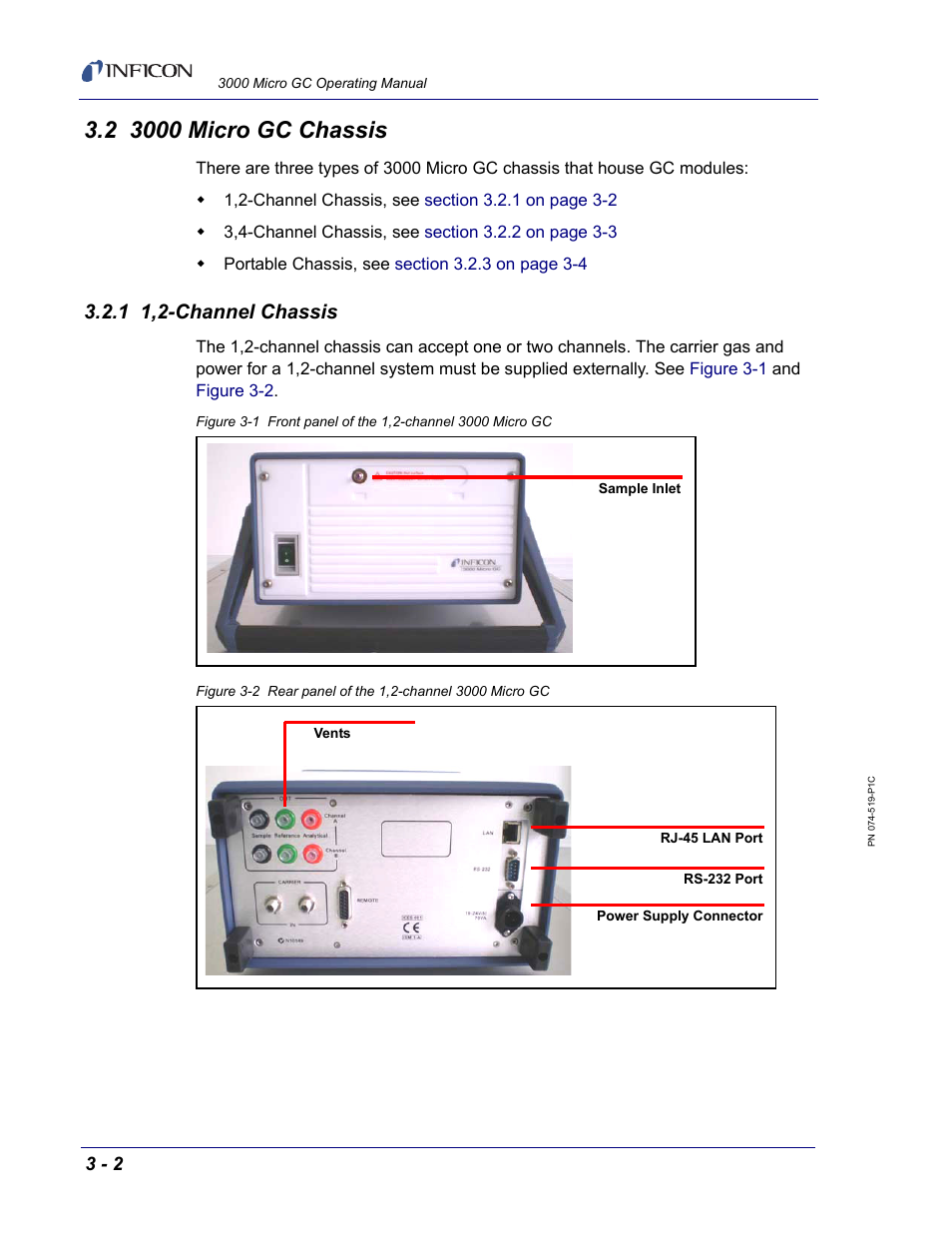 2 3000 micro gc chassis, 1 1,2-channel chassis | INFICON 3000 Micro GC Gas Analyzer Operating Manual User Manual | Page 32 / 268