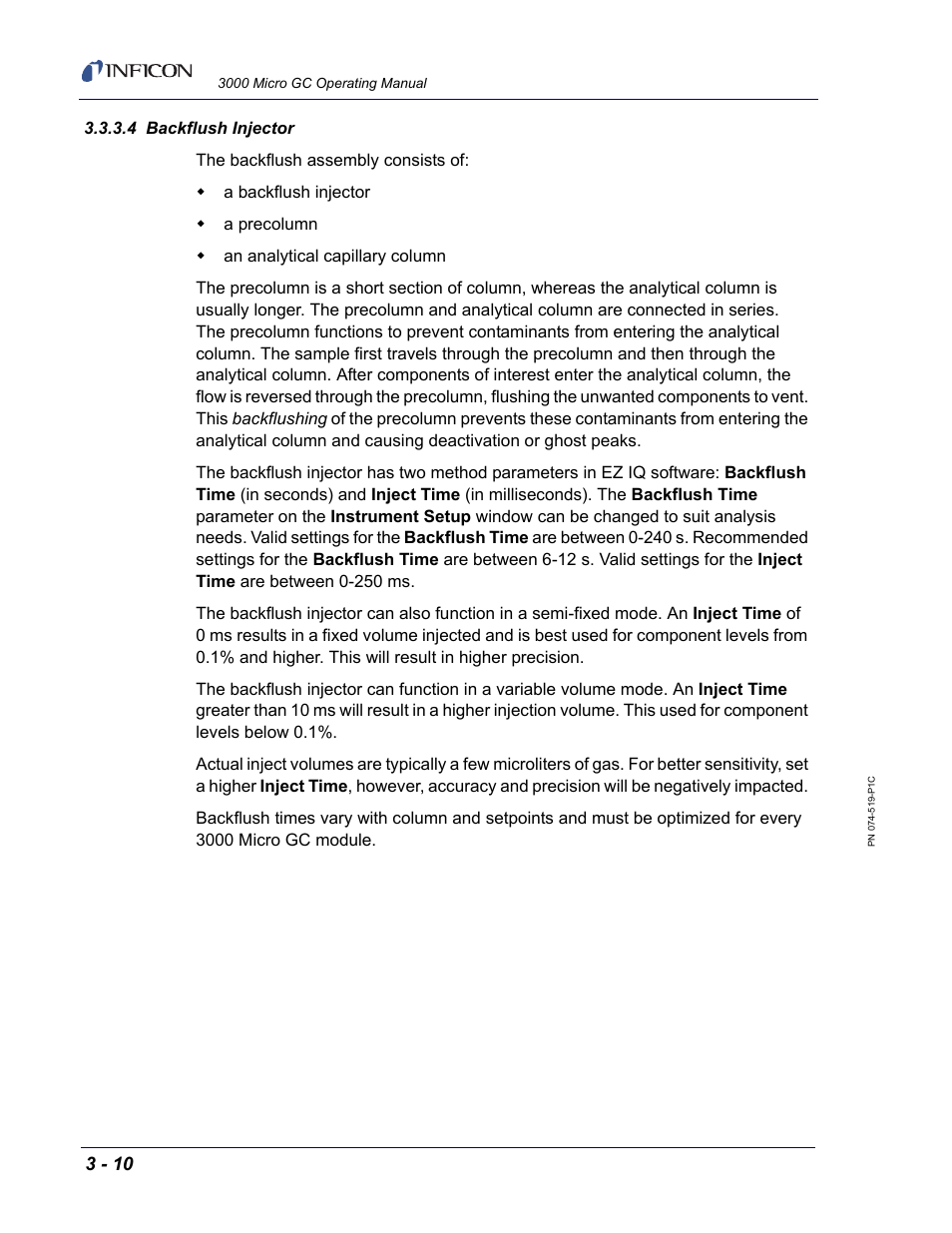 4 backflush injector | INFICON 3000 Micro GC Gas Analyzer Operating Manual User Manual | Page 40 / 268