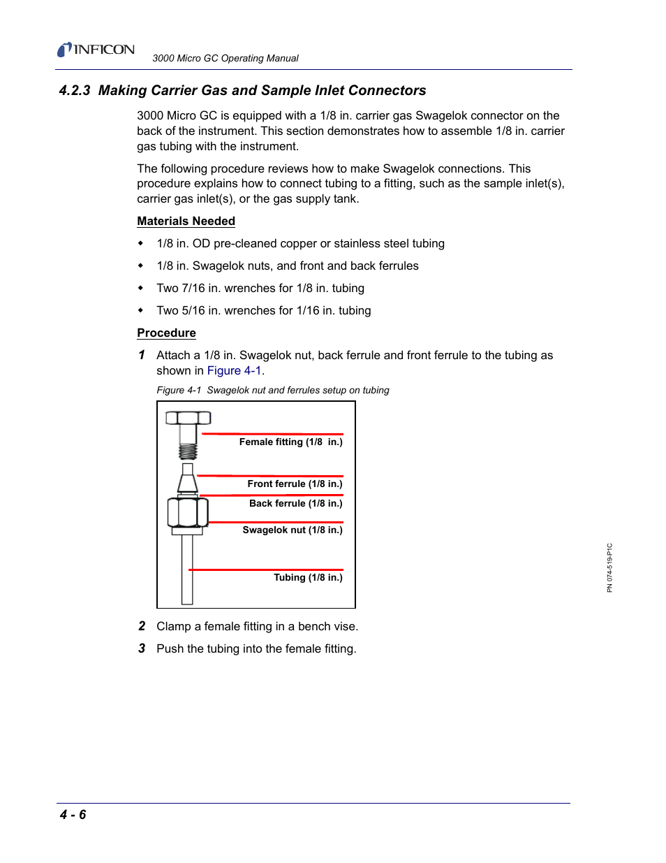 3 making carrier gas and sample inlet connectors | INFICON 3000 Micro GC Gas Analyzer Operating Manual User Manual | Page 62 / 268