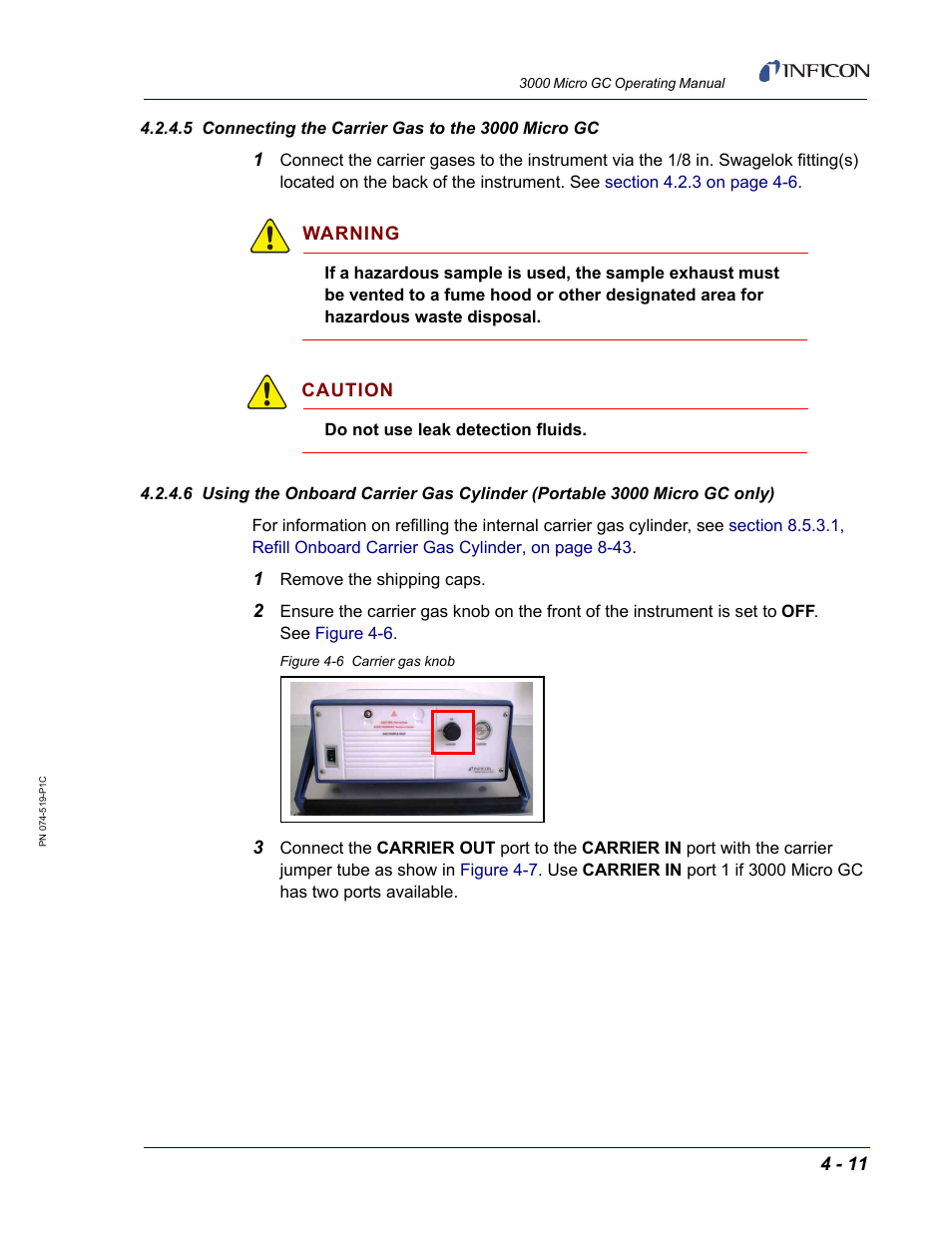 5 connecting the carrier gas to the 3000 micro gc | INFICON 3000 Micro GC Gas Analyzer Operating Manual User Manual | Page 67 / 268