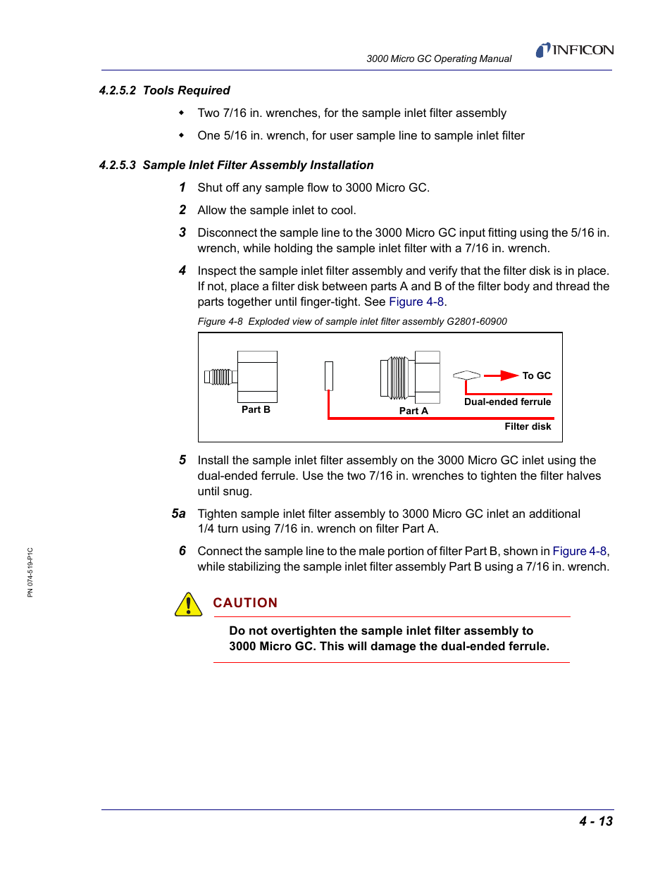 2 tools required, 3 sample inlet filter assembly installation | INFICON 3000 Micro GC Gas Analyzer Operating Manual User Manual | Page 69 / 268