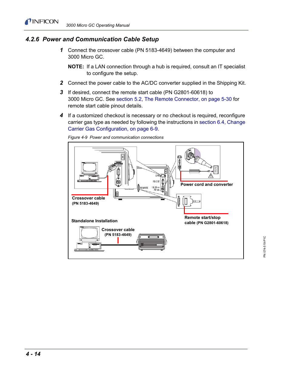 6 power and communication cable setup | INFICON 3000 Micro GC Gas Analyzer Operating Manual User Manual | Page 70 / 268