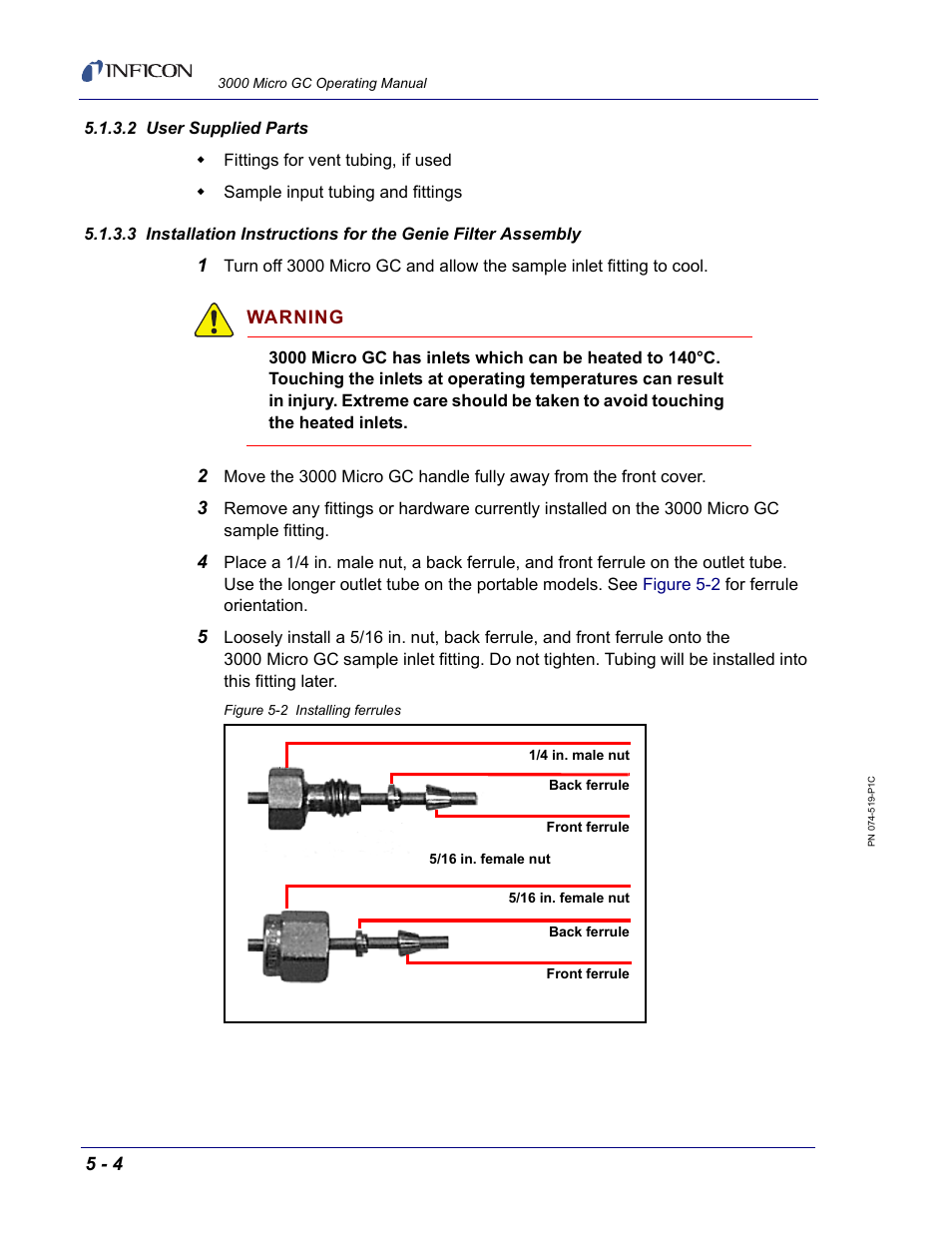 2 user supplied parts | INFICON 3000 Micro GC Gas Analyzer Operating Manual User Manual | Page 78 / 268
