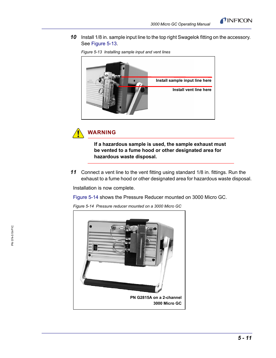 Warning | INFICON 3000 Micro GC Gas Analyzer Operating Manual User Manual | Page 85 / 268