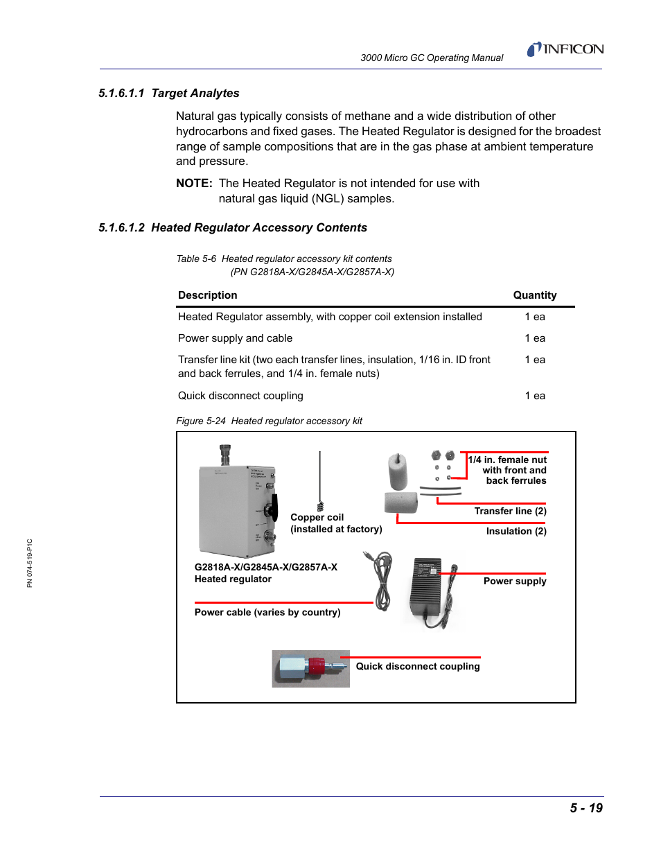 1 target analytes, 2 heated regulator accessory contents | INFICON 3000 Micro GC Gas Analyzer Operating Manual User Manual | Page 93 / 268