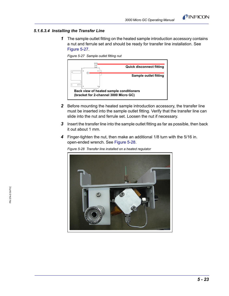 4 installing the transfer line | INFICON 3000 Micro GC Gas Analyzer Operating Manual User Manual | Page 97 / 268