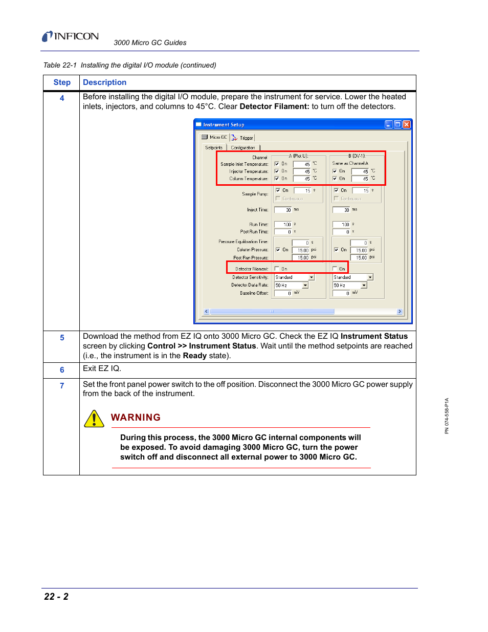 Warning | INFICON 3000 Micro GC Gas Analyzer Reference Guide User Manual | Page 100 / 108