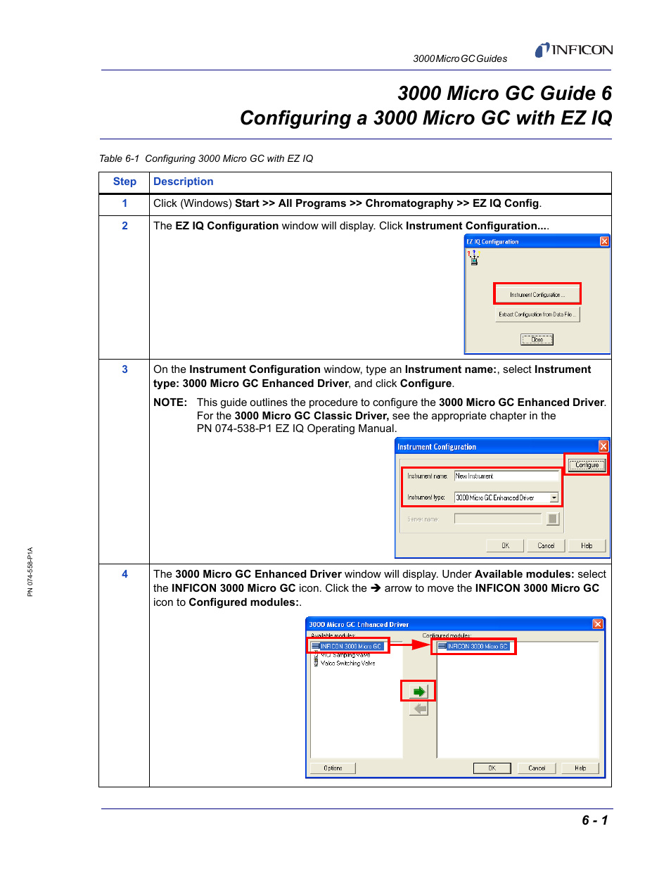 Guide 6 configuring a 3000 micro gc with ez iq, 3000 micro gc guide 6 | INFICON 3000 Micro GC Gas Analyzer Reference Guide User Manual | Page 31 / 108