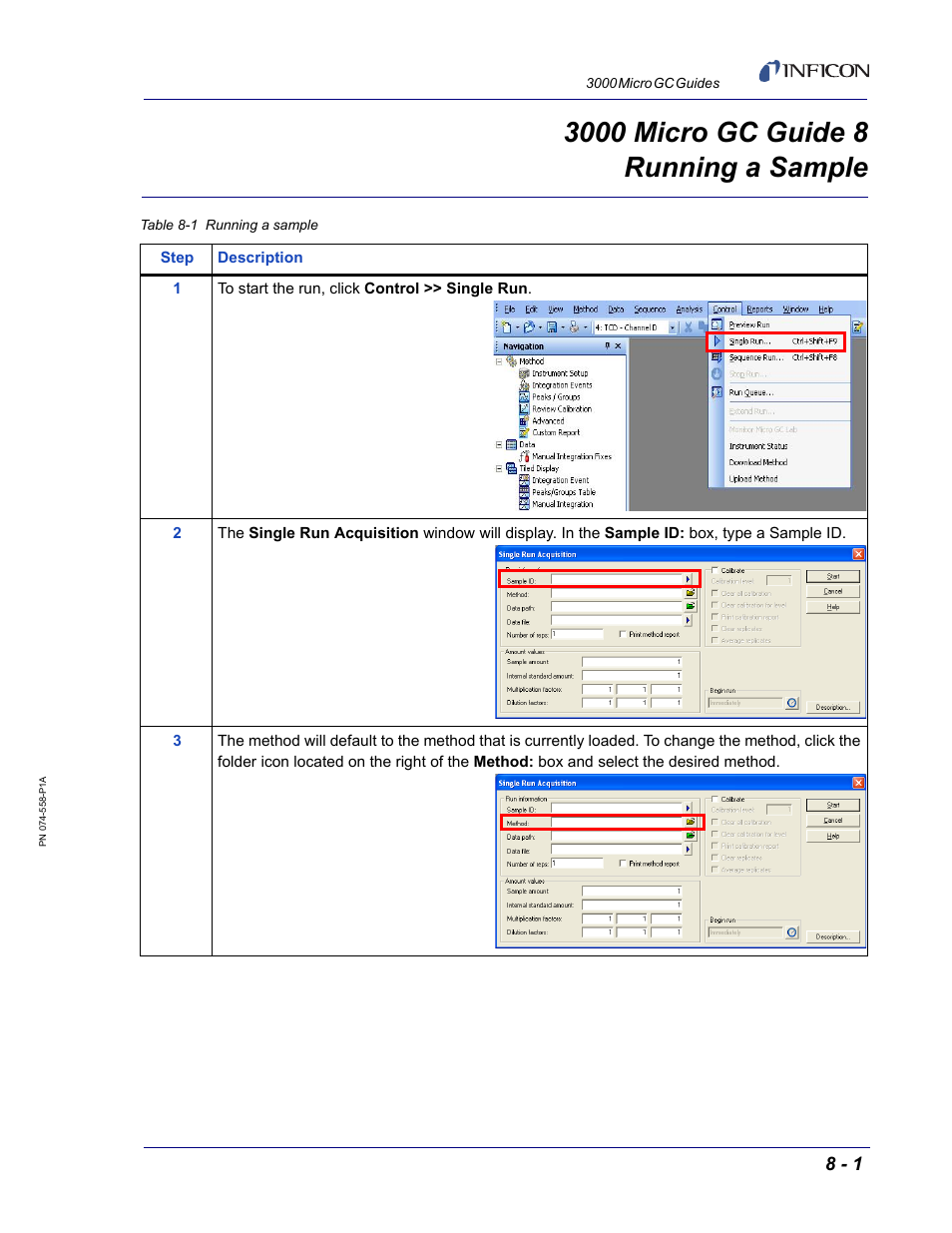 Guide 8 running a sample, 3000 micro gc guide 8 | INFICON 3000 Micro GC Gas Analyzer Reference Guide User Manual | Page 37 / 108