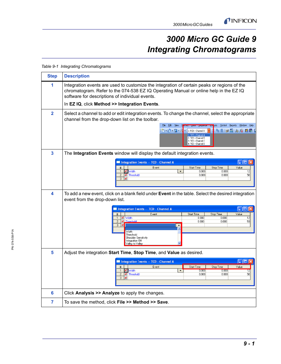 Guide 9 integrating chromatograms, 3000 micro gc guide 9 | INFICON 3000 Micro GC Gas Analyzer Reference Guide User Manual | Page 39 / 108