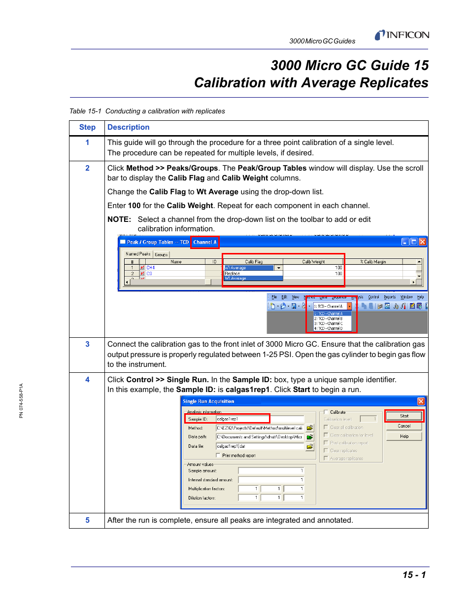 Guide 15 calibration with average replicates, 3000 micro gc guide 15 | INFICON 3000 Micro GC Gas Analyzer Reference Guide User Manual | Page 55 / 108