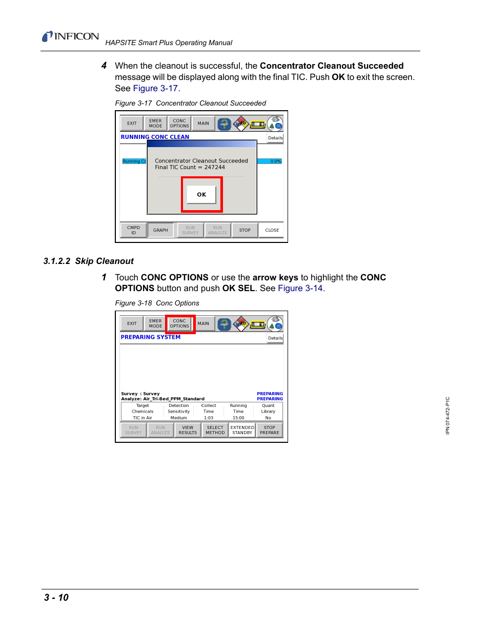 2 skip cleanout | INFICON HAPSITE Smart Plus Chemical Identification System User Manual | Page 104 / 586