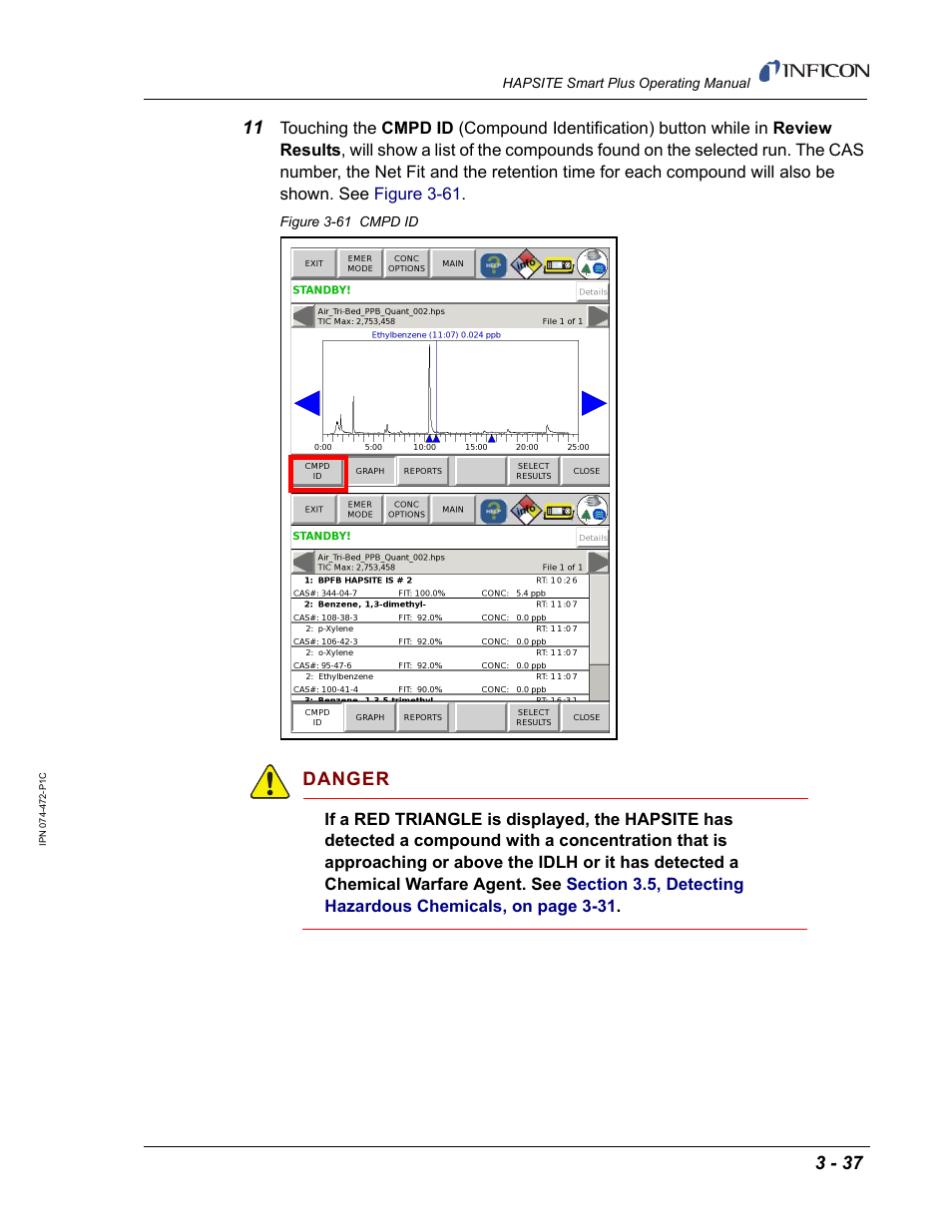 Danger | INFICON HAPSITE Smart Plus Chemical Identification System User Manual | Page 131 / 586