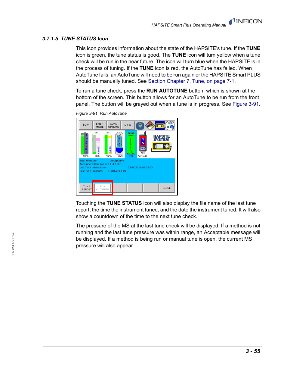 5 tune status icon | INFICON HAPSITE Smart Plus Chemical Identification System User Manual | Page 149 / 586