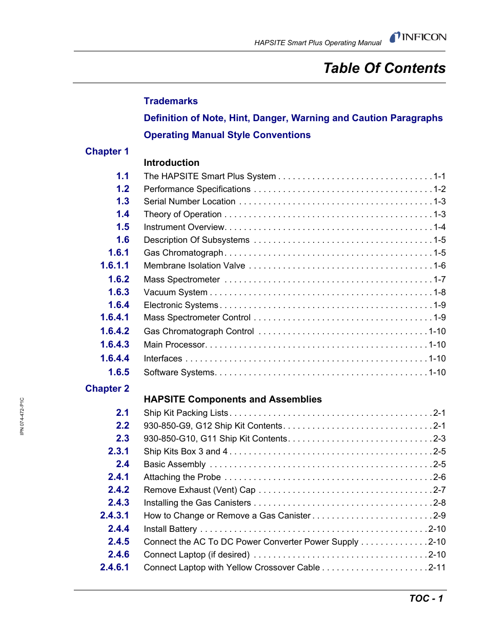 INFICON HAPSITE Smart Plus Chemical Identification System User Manual | Page 15 / 586