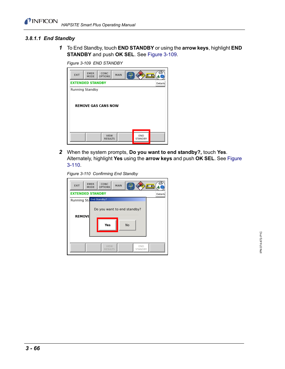 1 end standby | INFICON HAPSITE Smart Plus Chemical Identification System User Manual | Page 160 / 586