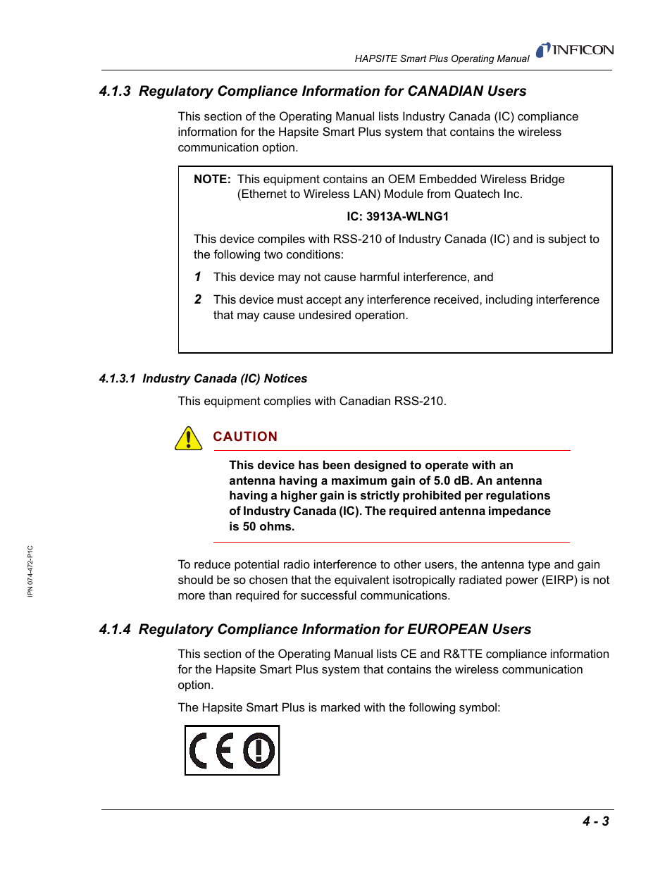 1 industry canada (ic) notices | INFICON HAPSITE Smart Plus Chemical Identification System User Manual | Page 175 / 586