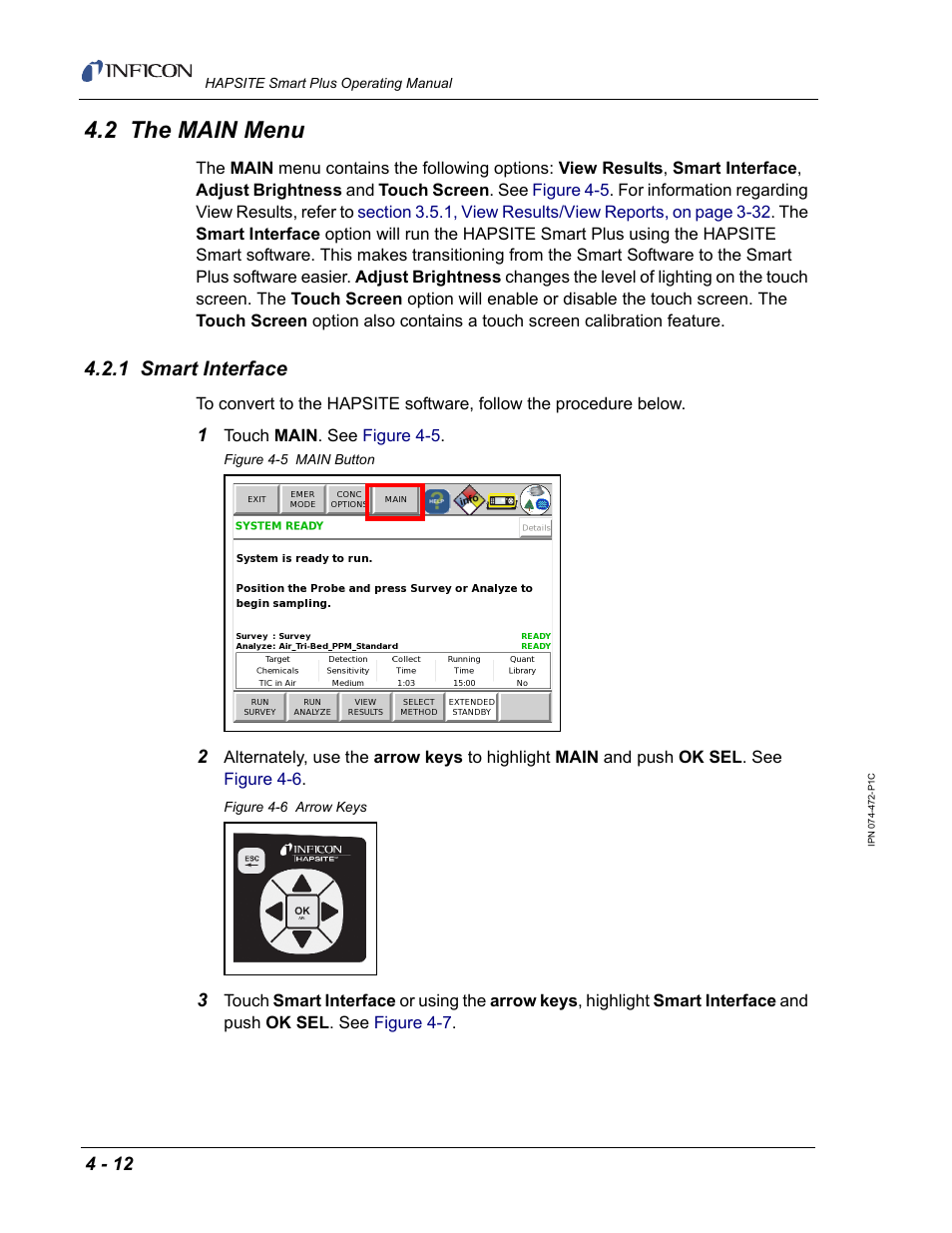 2 the main menu, 1 smart interface | INFICON HAPSITE Smart Plus Chemical Identification System User Manual | Page 184 / 586