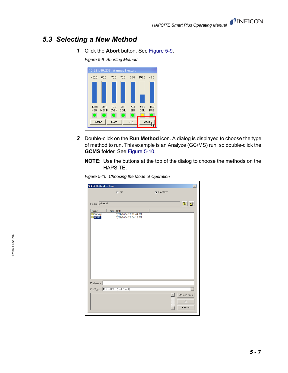 3 selecting a new method, Section 5.3 | INFICON HAPSITE Smart Plus Chemical Identification System User Manual | Page 213 / 586