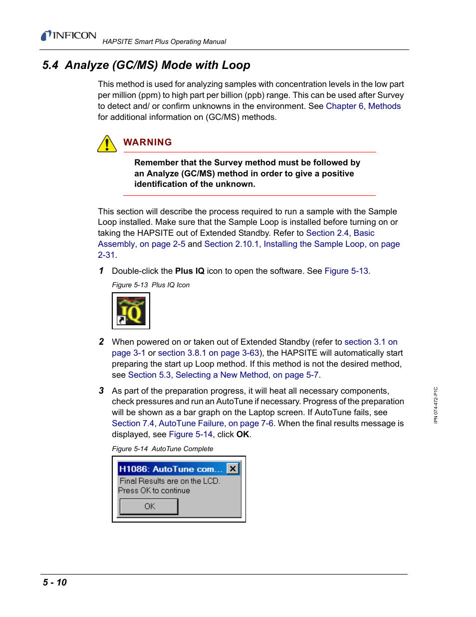 4 analyze (gc/ms) mode with loop | INFICON HAPSITE Smart Plus Chemical Identification System User Manual | Page 216 / 586