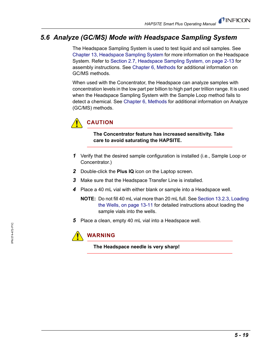 INFICON HAPSITE Smart Plus Chemical Identification System User Manual | Page 225 / 586