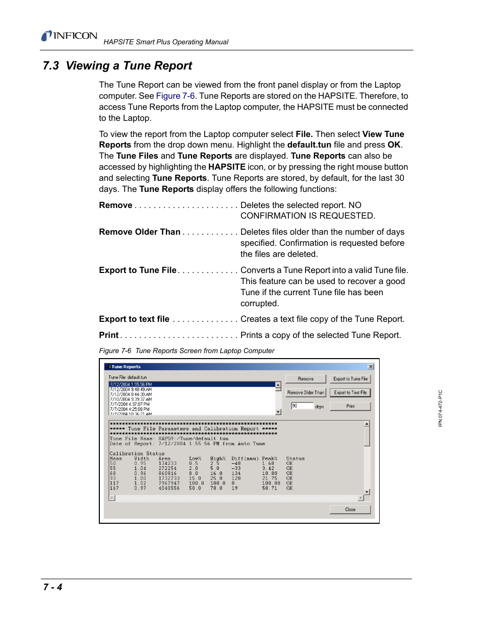 3 viewing a tune report | INFICON HAPSITE Smart Plus Chemical Identification System User Manual | Page 246 / 586