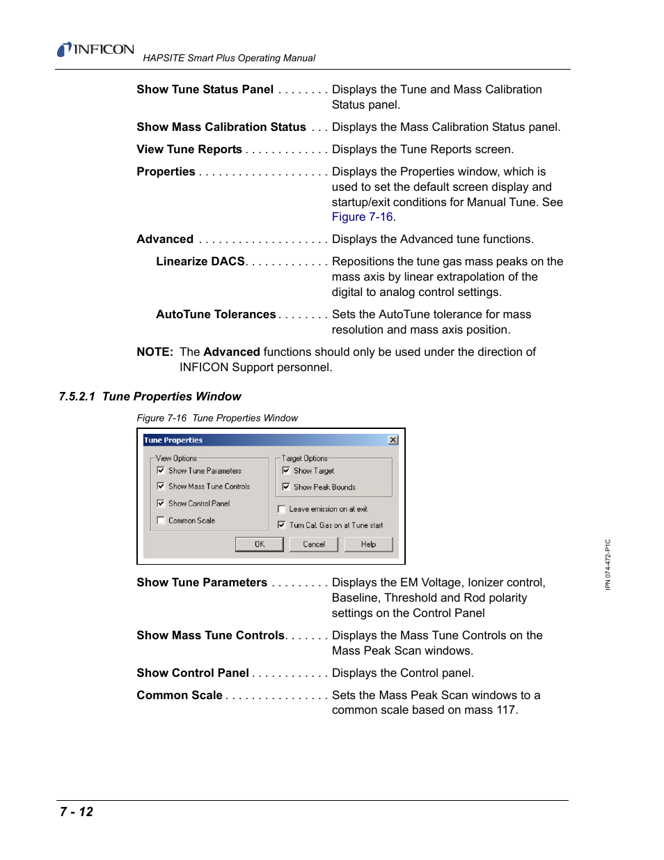 1 tune properties window | INFICON HAPSITE Smart Plus Chemical Identification System User Manual | Page 254 / 586