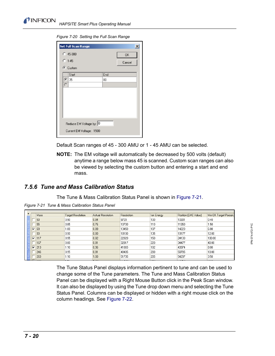 6 tune and mass calibration status | INFICON HAPSITE Smart Plus Chemical Identification System User Manual | Page 262 / 586