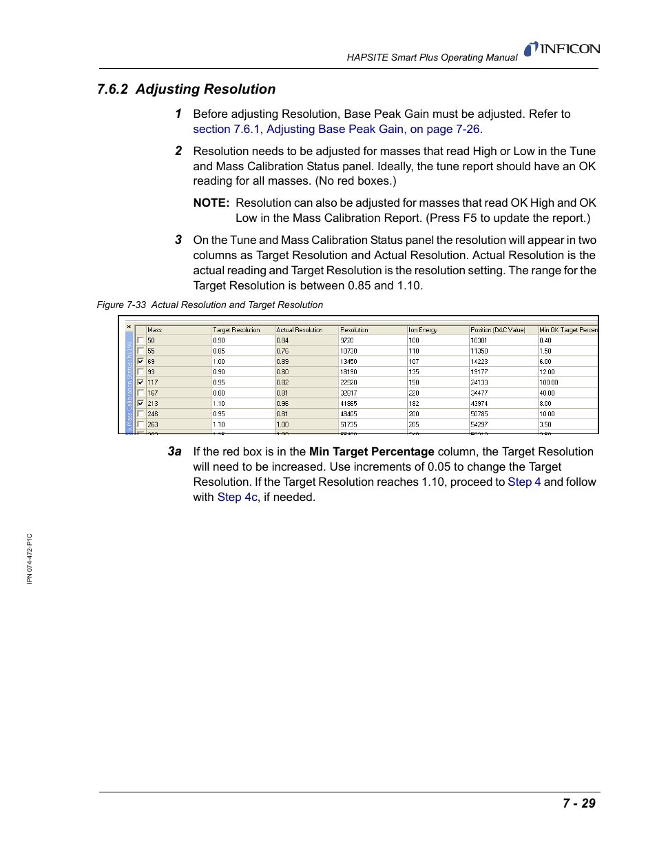 2 adjusting resolution | INFICON HAPSITE Smart Plus Chemical Identification System User Manual | Page 271 / 586