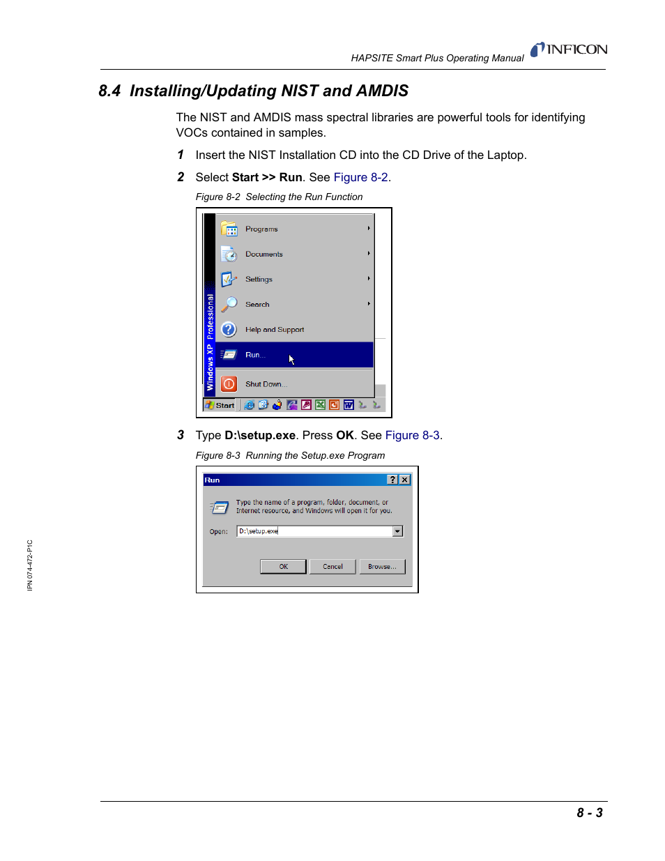 4 installing/updating nist and amdis | INFICON HAPSITE Smart Plus Chemical Identification System User Manual | Page 279 / 586