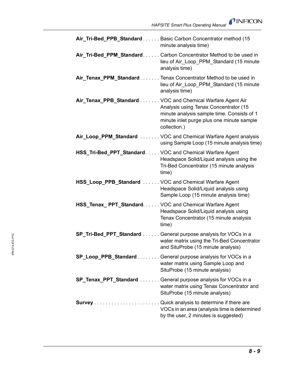 INFICON HAPSITE Smart Plus Chemical Identification System User Manual | Page 285 / 586